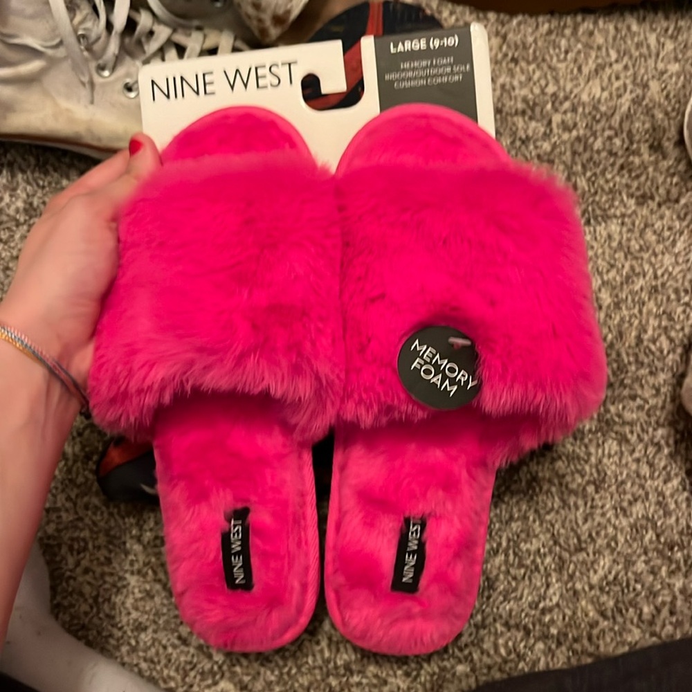 fluffy pink slippers